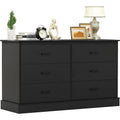 Wood Double Six Drawer Storage Tower Dresser 47 Inch Wide