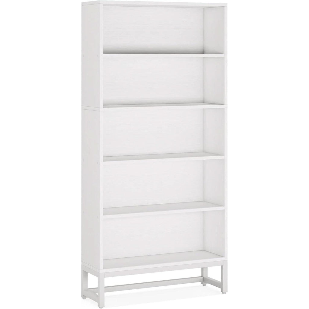Tall 70.8 Inch Bookcase 5 Tier Heavy Freestanding White