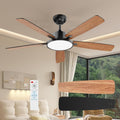 52 Inch Black Ceiling Fan With LED Light And Remote