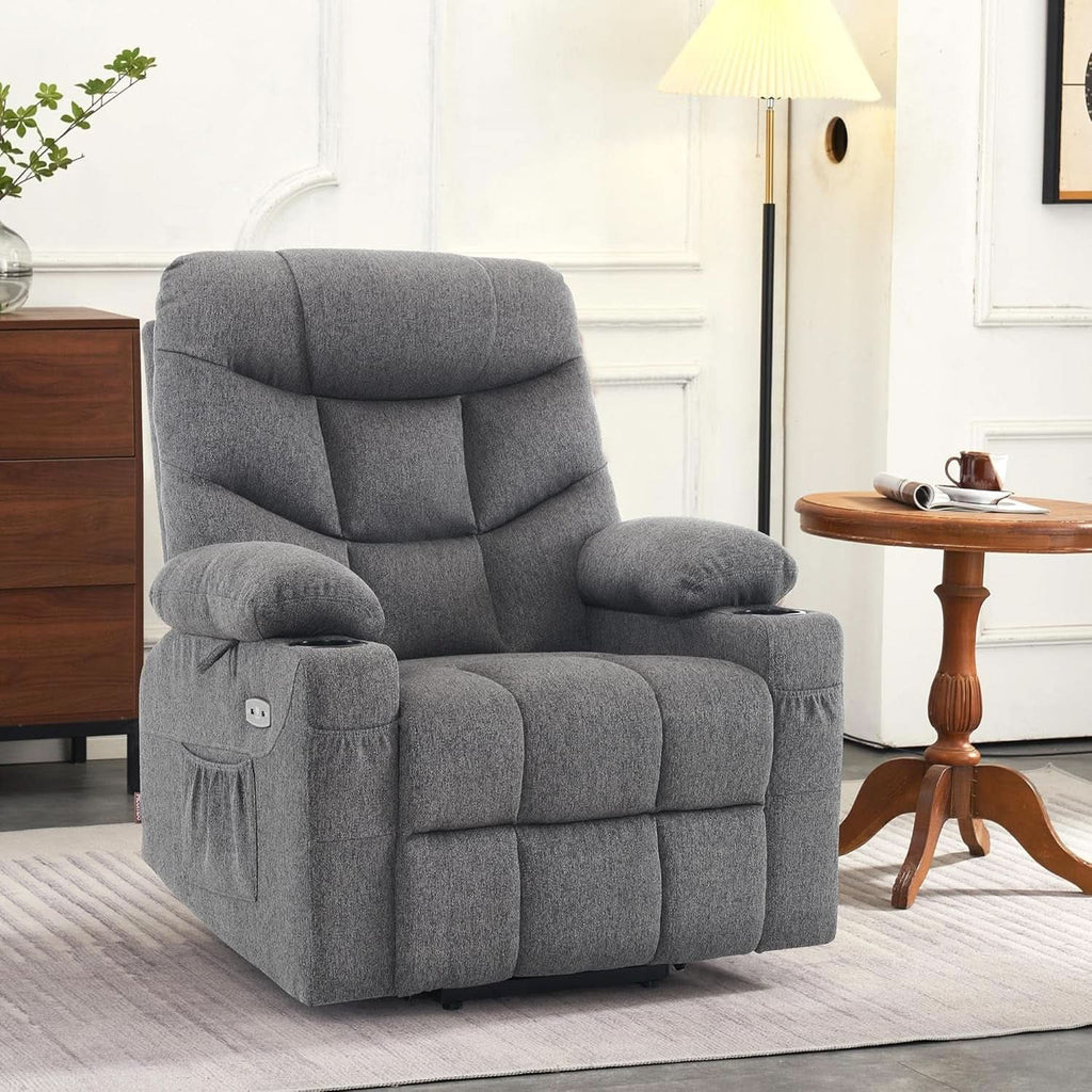 Power Lift Recliner Chair Dark Gray With Extended Footrest