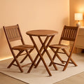 Acacia Round Folding Bistro Table And Chair Set Outdoor