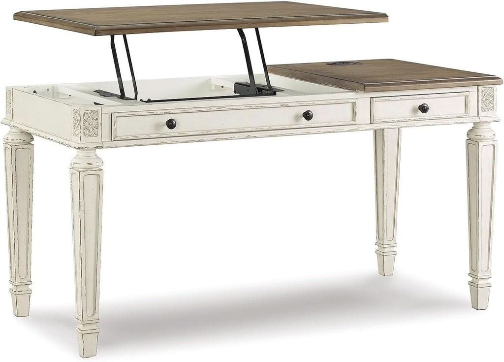Realyn French Country 60 Inch Lift Top Desk USB Charging