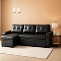 Sleeper Sectional Sofa Black Leather With Convertible Bed