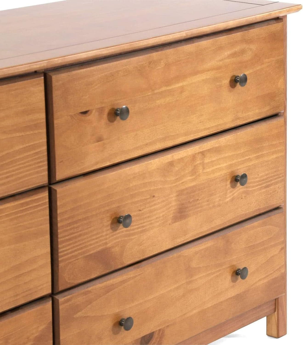 Shaker Style 6 Drawer Dresser With Solid Walnut Finish
