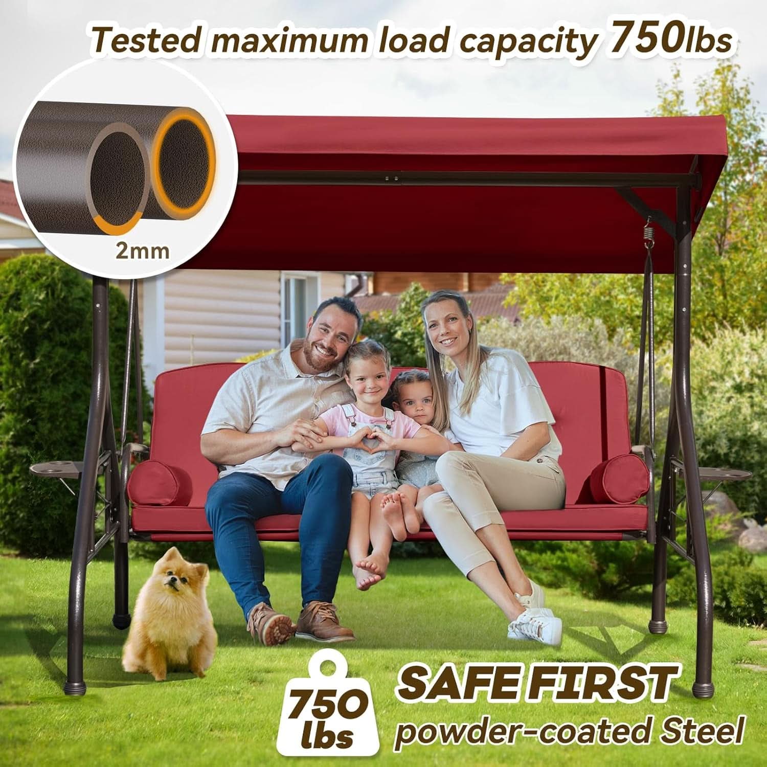 Three In One Outdoor Porch Swing With Canopy