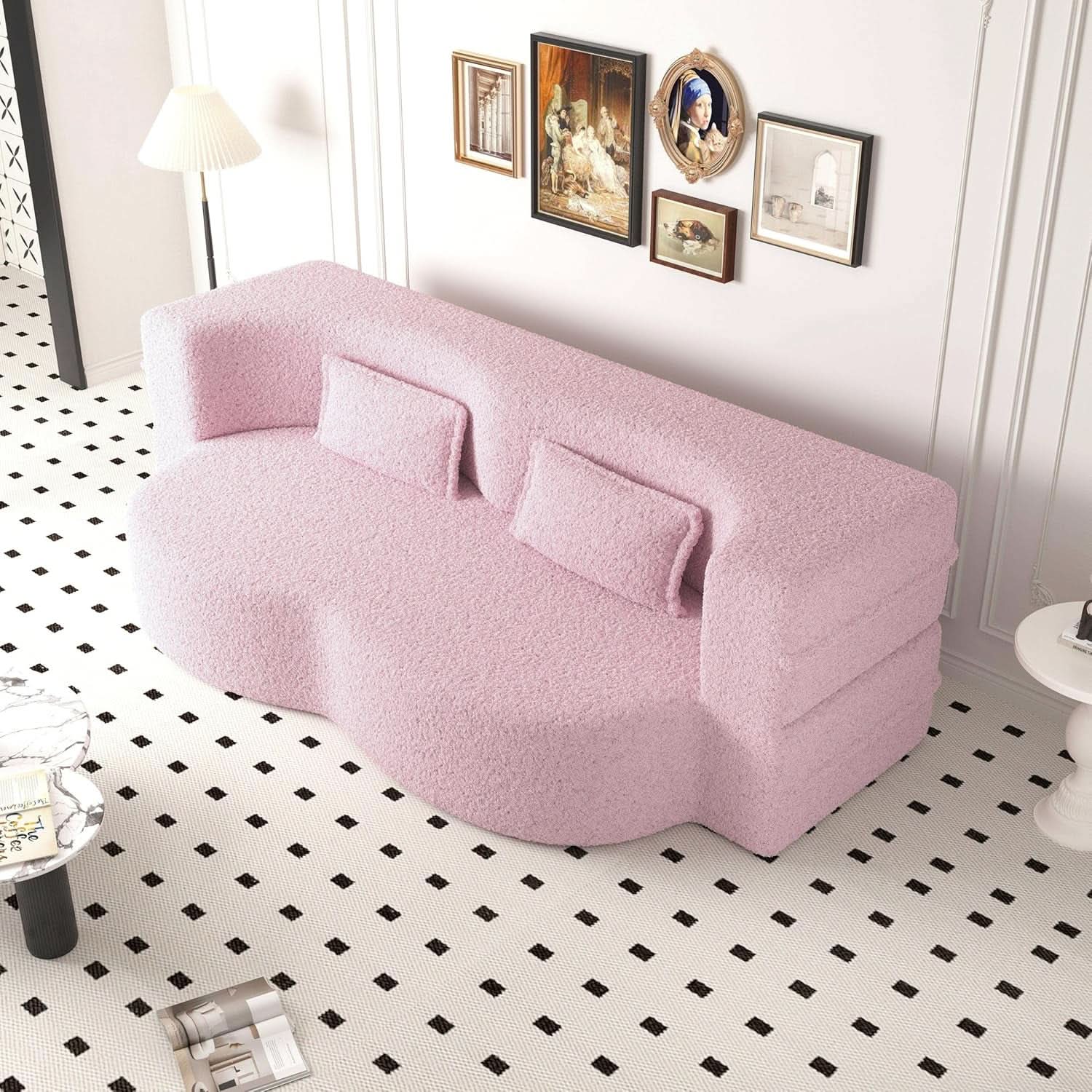 Powder Pink Ultra Comfort Contemporary Foldable Sleeper Sofa