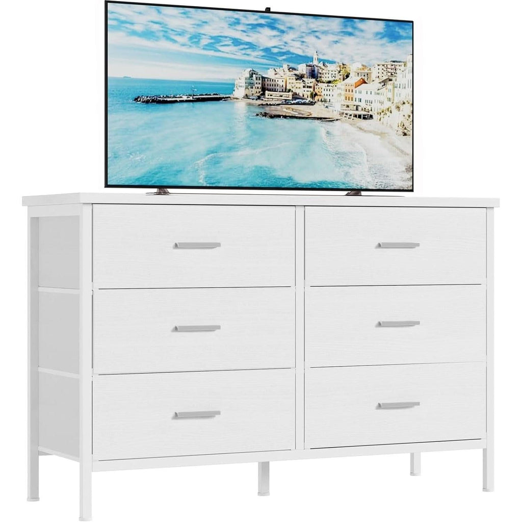 White Dresser With 6 Drawers For Bedroom Storage Solutions