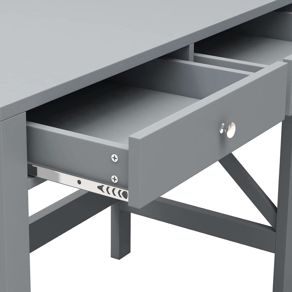 Home Office Desk Grey With Two Drawers Computer Table