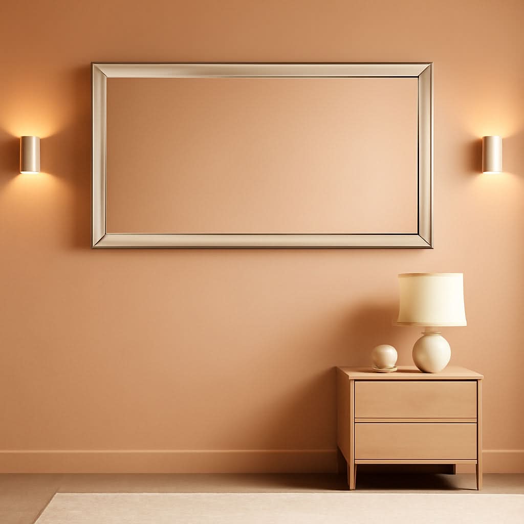 22 Inch By 47 Inch Large Wall Mirror With Angled Beveled Edge And Stainless Steel Frame