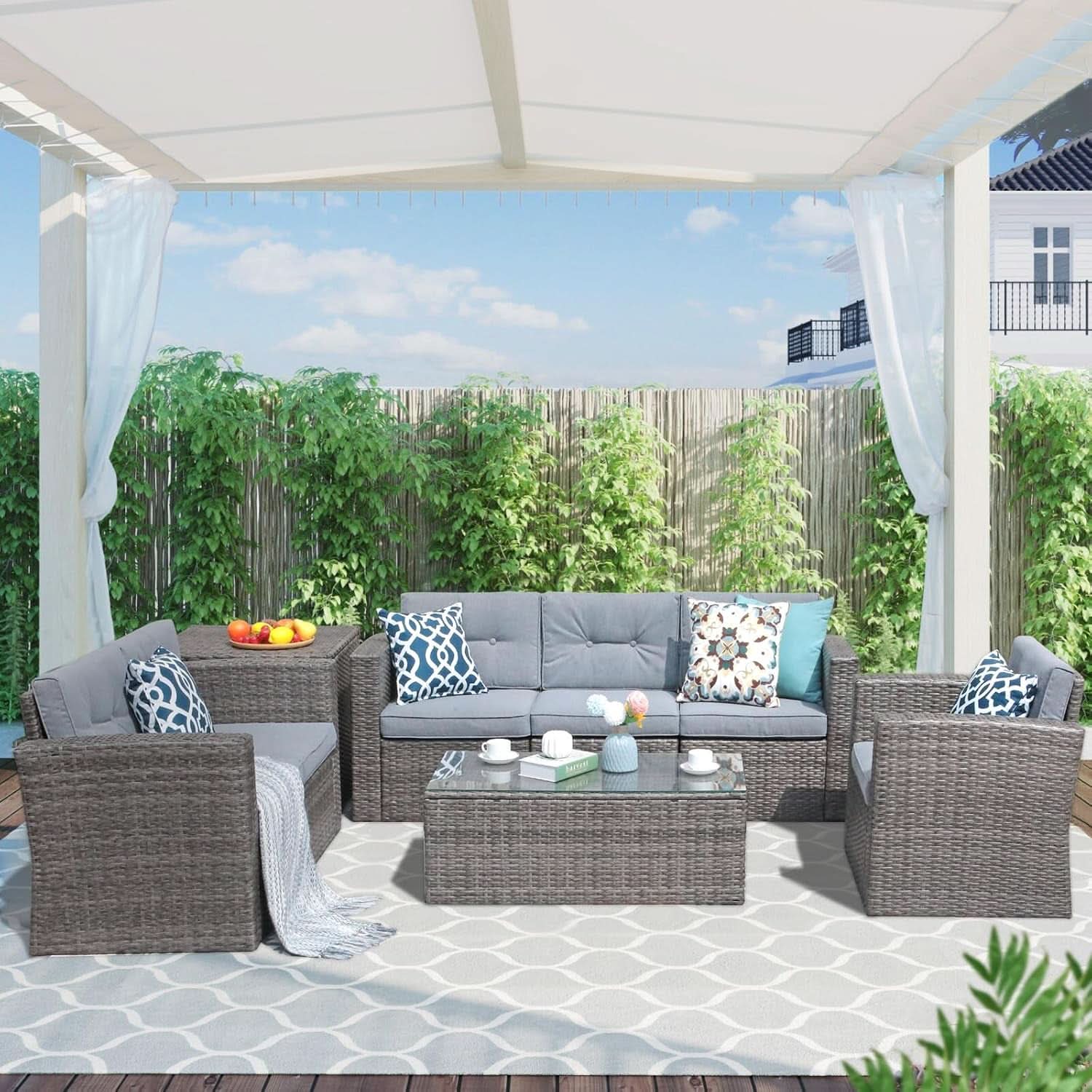Outdoor Wicker Patio Furniture Set with Storage Box