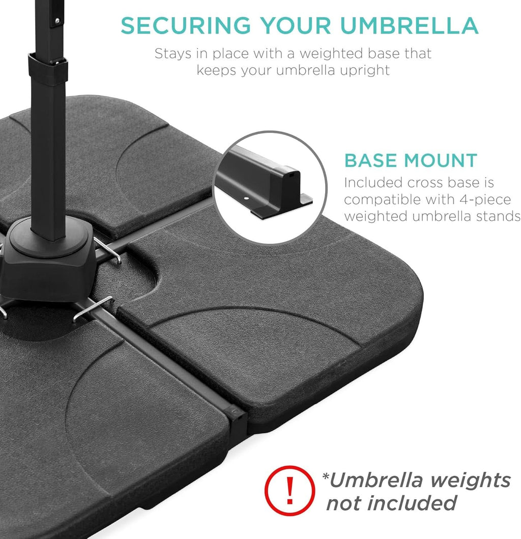 10 Foot Solar LED Cantilever Patio Umbrella With 360 Degree Rotation And Integrated Lights