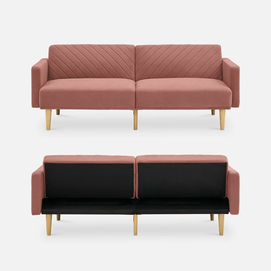 Chloe Futon Sofa Bed With Adjustable Back And Tapered Legs