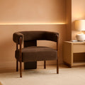 Dark Brown Velvet Upholstered Accent Chair Cushion