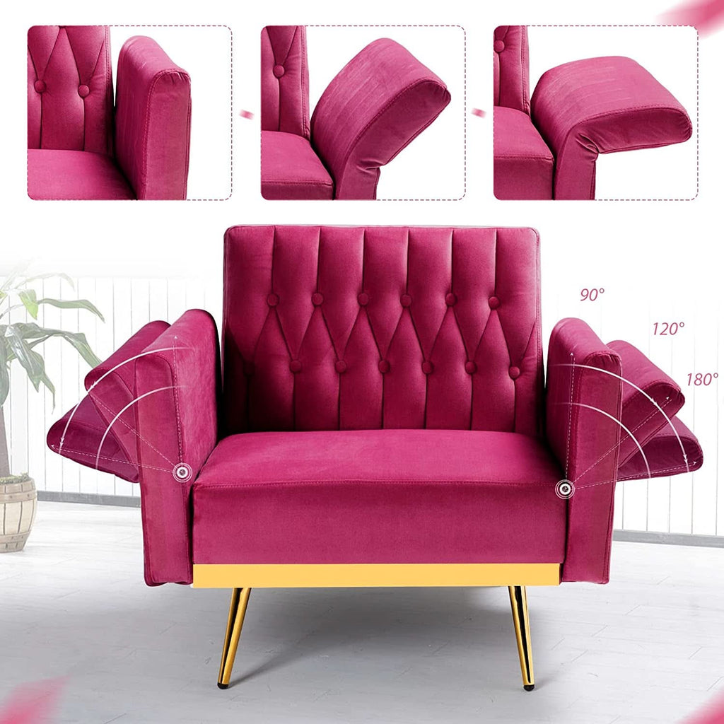 Accent Chair Recliner With Adjustable Armrests Fuchsia