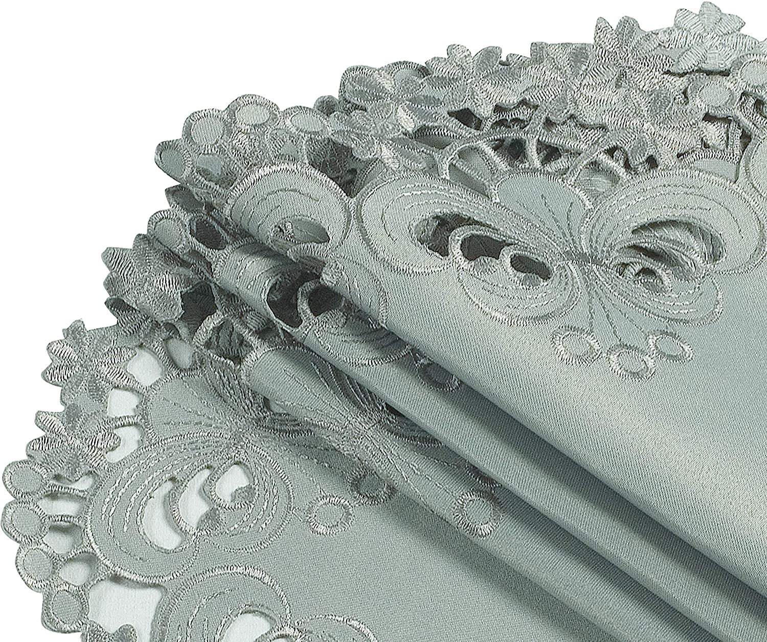 Gray Round Linen Placemat Doilies - The Creola Collection