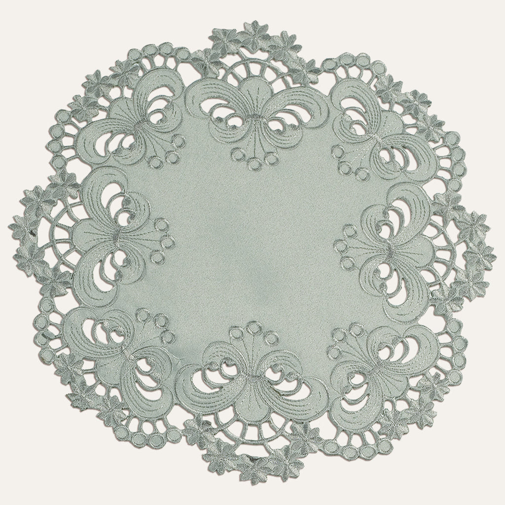 Gray Round Linen Placemat Doilies - The Creola Collection
