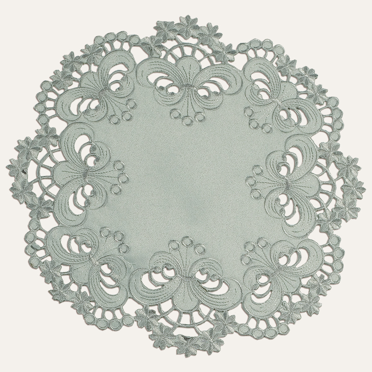 Gray Round Linen Placemat Doilies - The Creola Collection