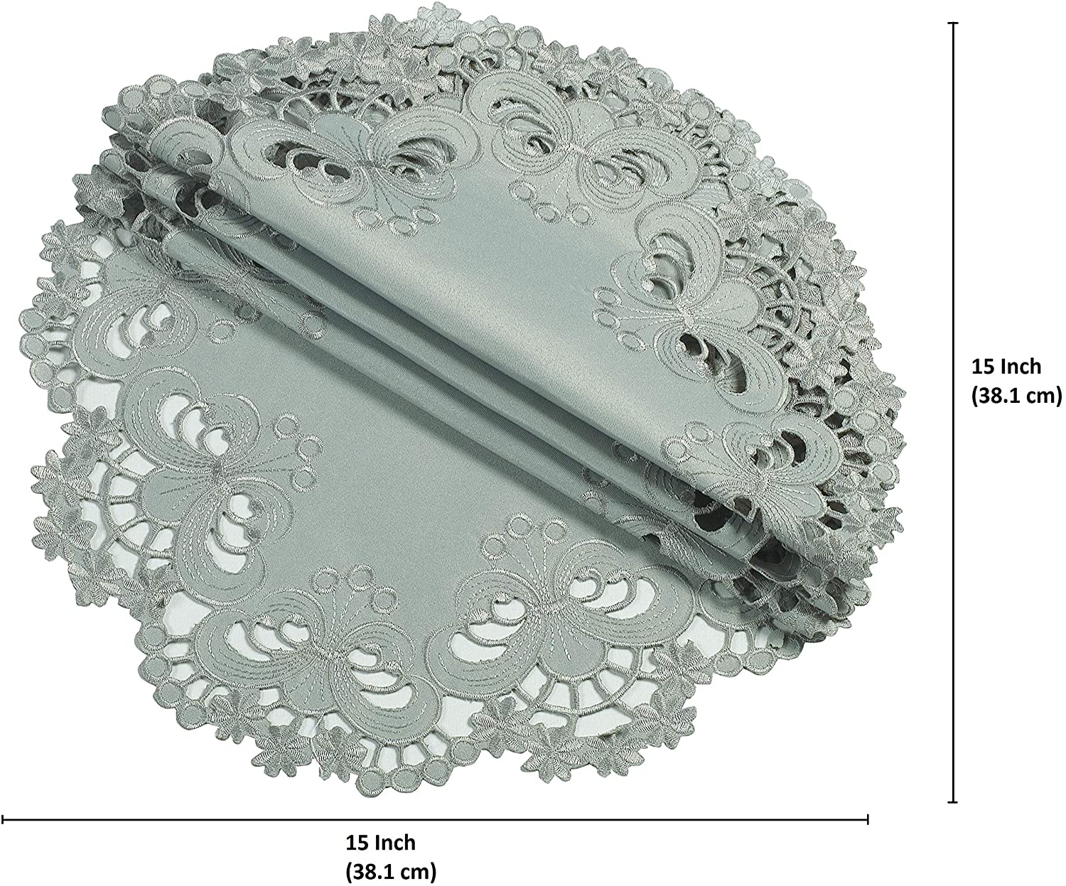 Gray Round Linen Placemat Doilies - The Creola Collection