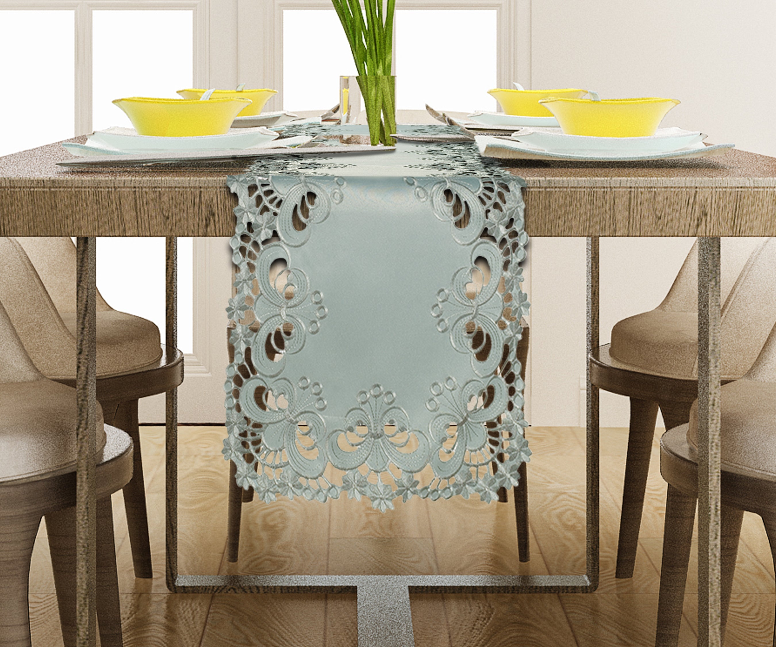 Table Runner with European Embroidery - The Creola Collection