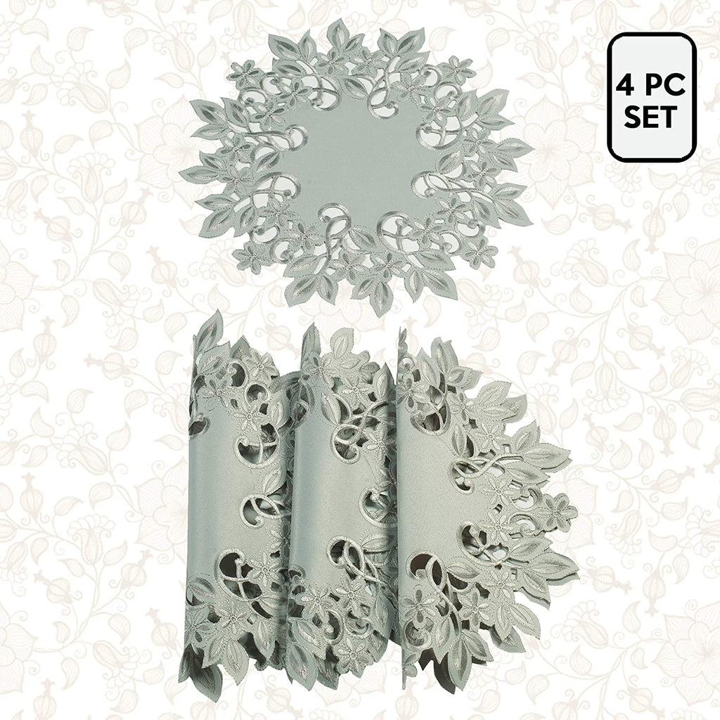 Round Linen Placemat Doilies - Set of 4