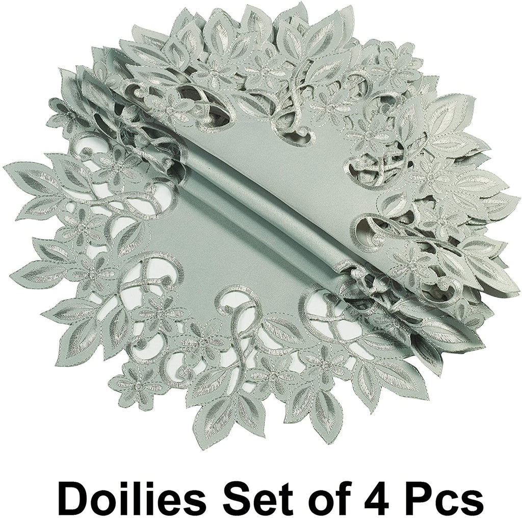 Round Linen Placemat Doilies - Set of 4