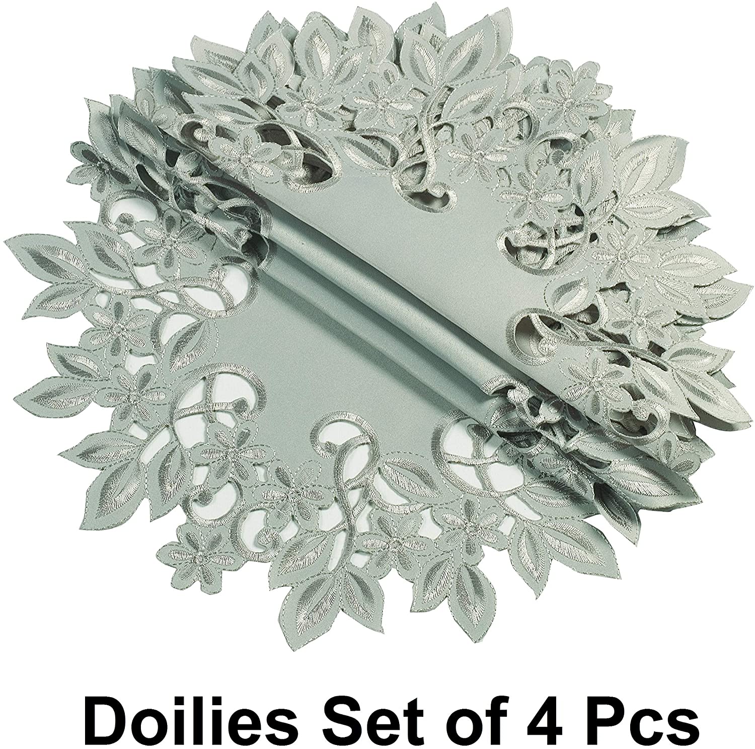 Round Linen Placemat Doilies - Set of 4