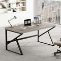 Gray Industrial Computer Desk for Home Office and Gaming