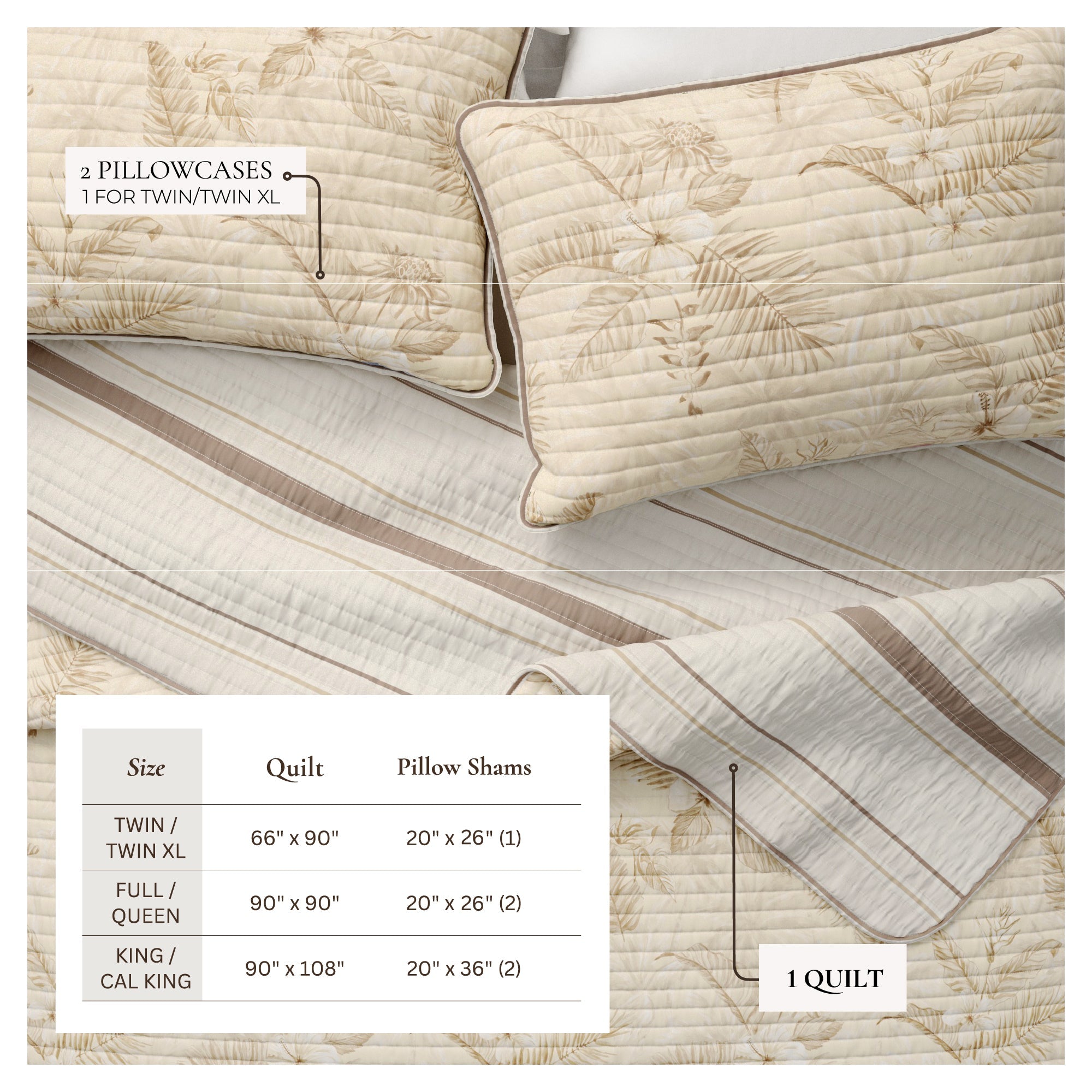 Floral Printed Cotton Quilt Set - Mendocino Collection