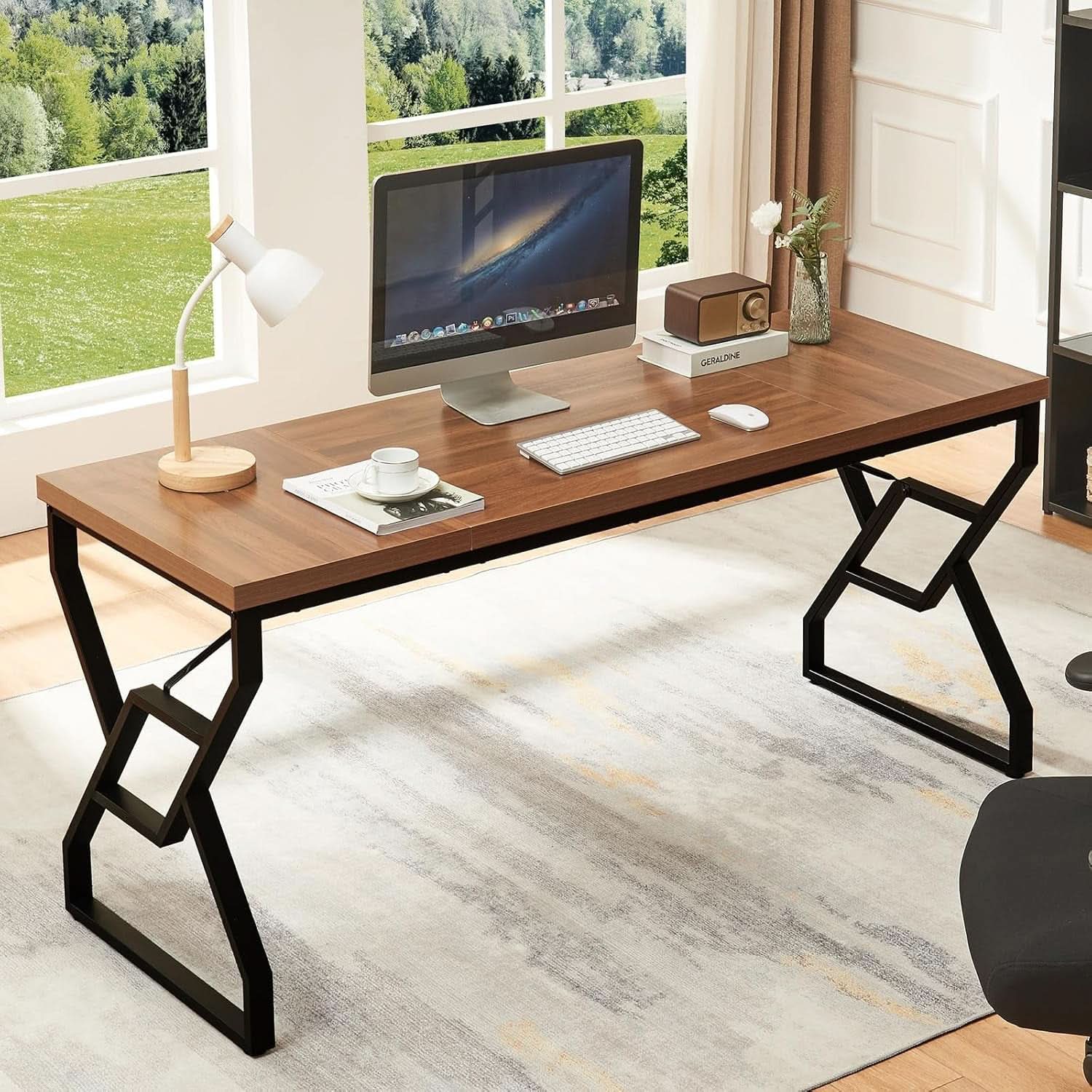 Large 63 Inch Rustic Executive Desk for Home Office