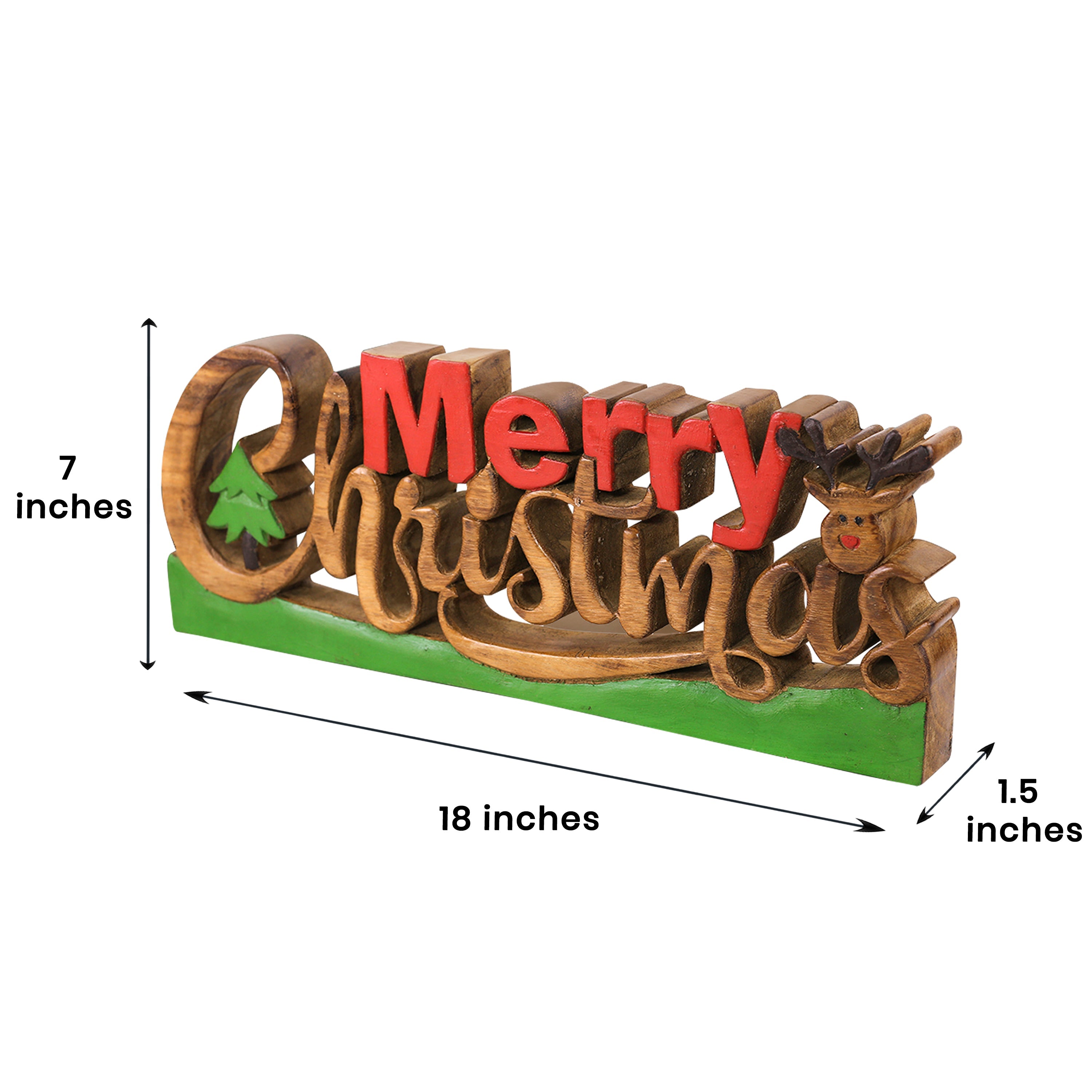 Merry Spirit – Hand-Carved Wooden Sculpture, Handmade Decorative Holiday Accent