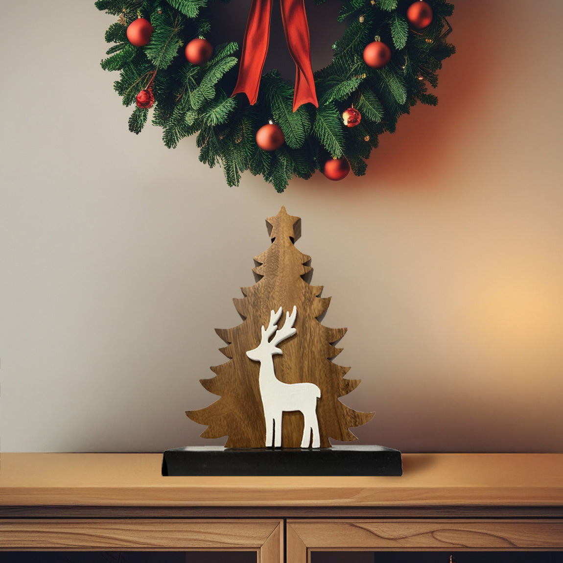 Evergreen Grace – Handmade Wooden Christmas Tree Sculpture, Festive Home Decor