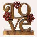 Crimson Heart – Hand Carved Wooden Sculpture, Handmade Decorative Home Art