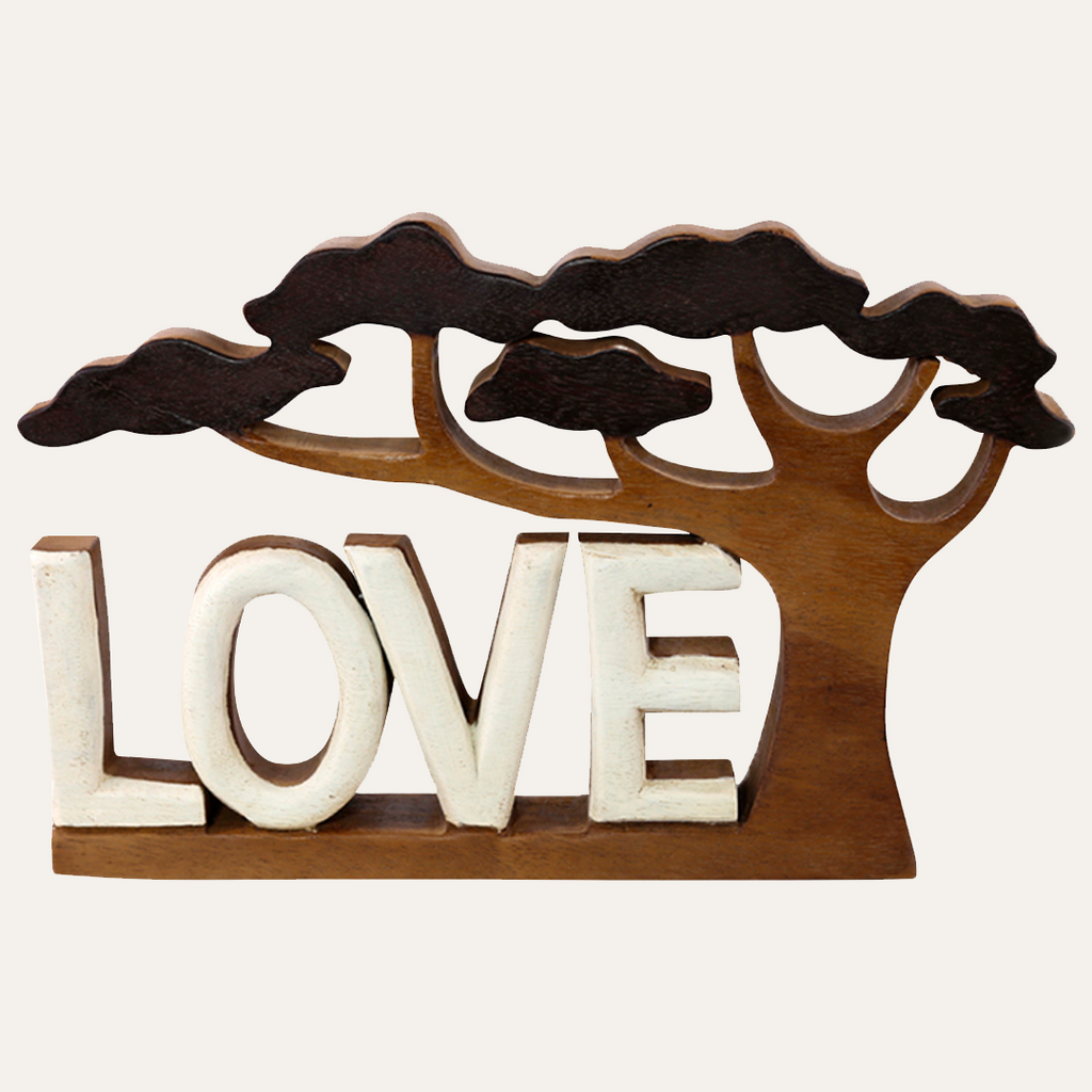 Elmija Enduring Love – Hand Carved Wooden Sculpture, Handmade Decorative Home Art