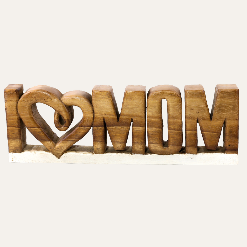 Forever Mom – Hand-Carved Wooden Sculpture, Handmade Mother’s Day Gift Art