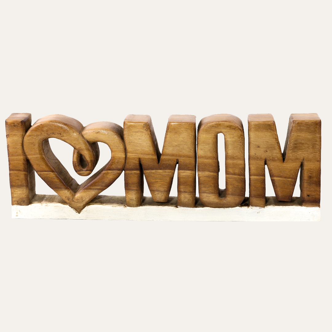 Forever Mom – Hand-Carved Wooden Sculpture, Handmade Mother’s Day Gift Art