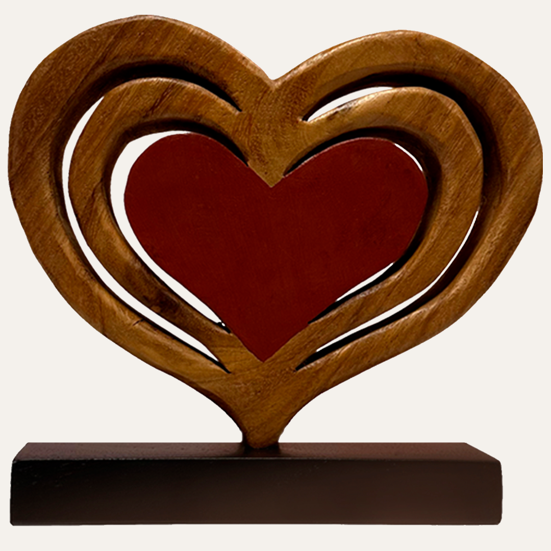 Serene Hearts – Handmade Wooden Sculpture, Elegant Home Decor