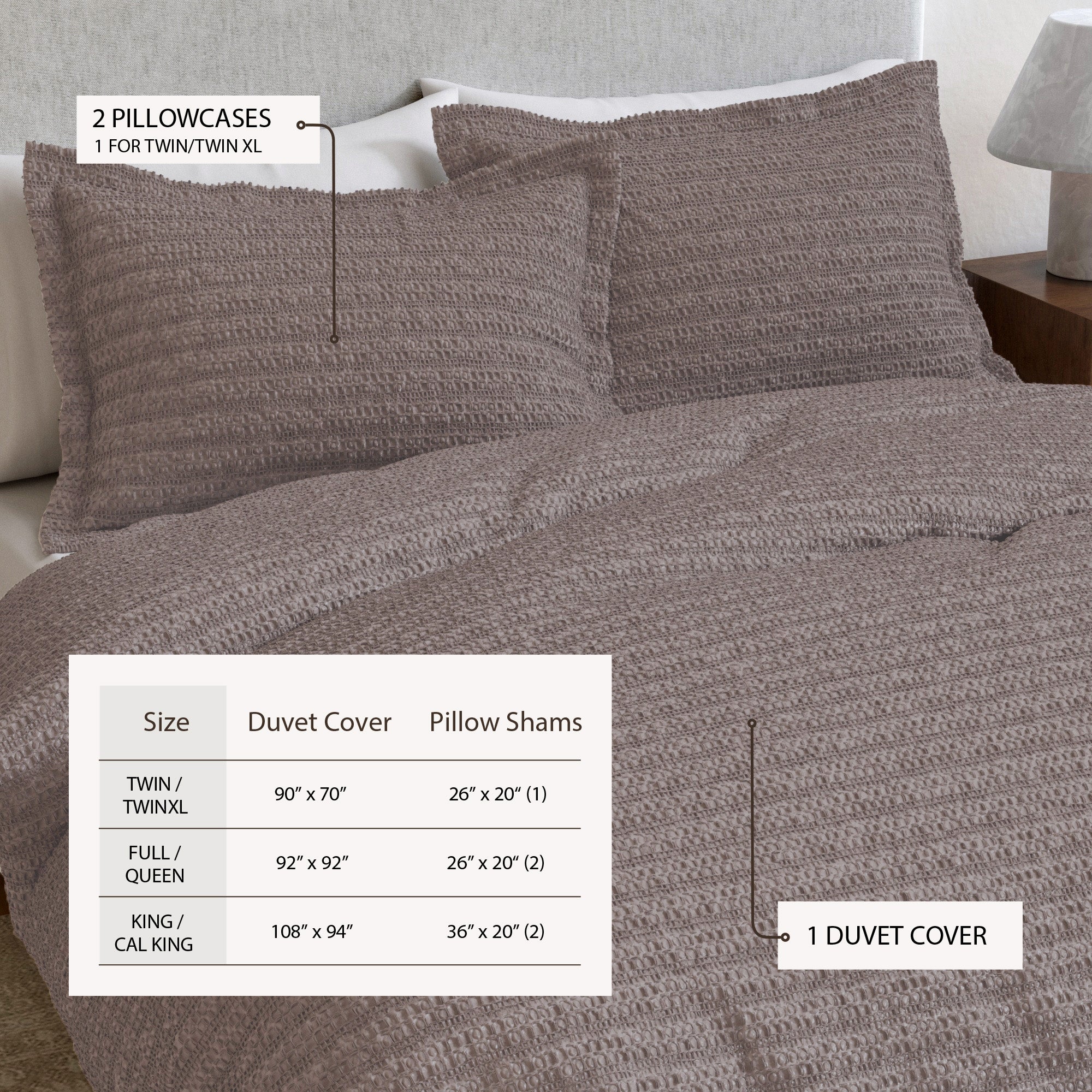 100% Cotton Honeycomb Waffle Duvet Set - Mattea Collection
