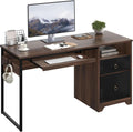 Modern 55 Inch Computer Desk with Storage and Tray