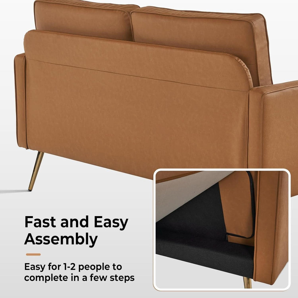 Modern 56 Inch PU Leather Loveseat for Small Spaces