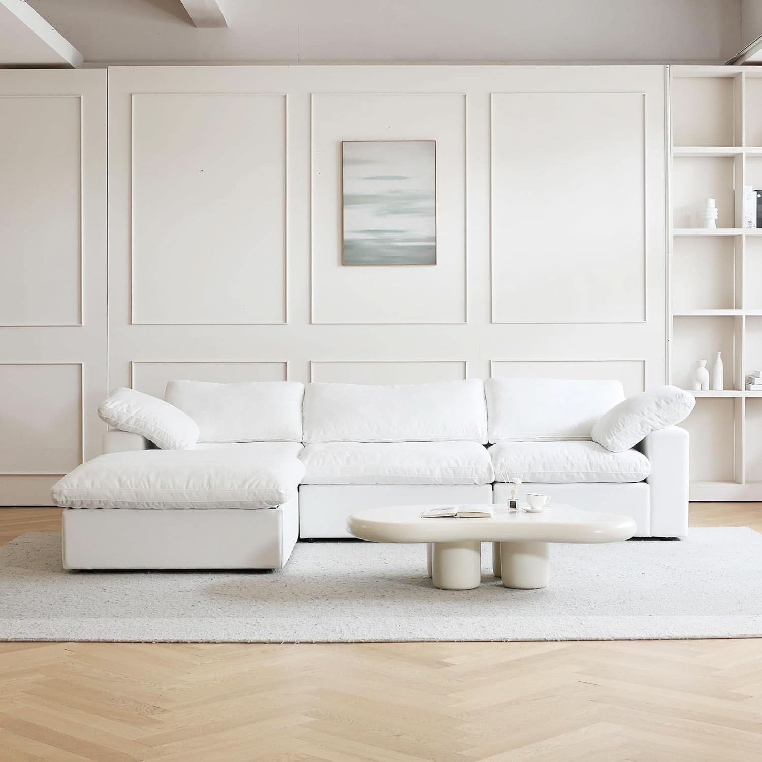 Modern L Shape Cloud Sofa Comfortable Convertible Sectional Couch
