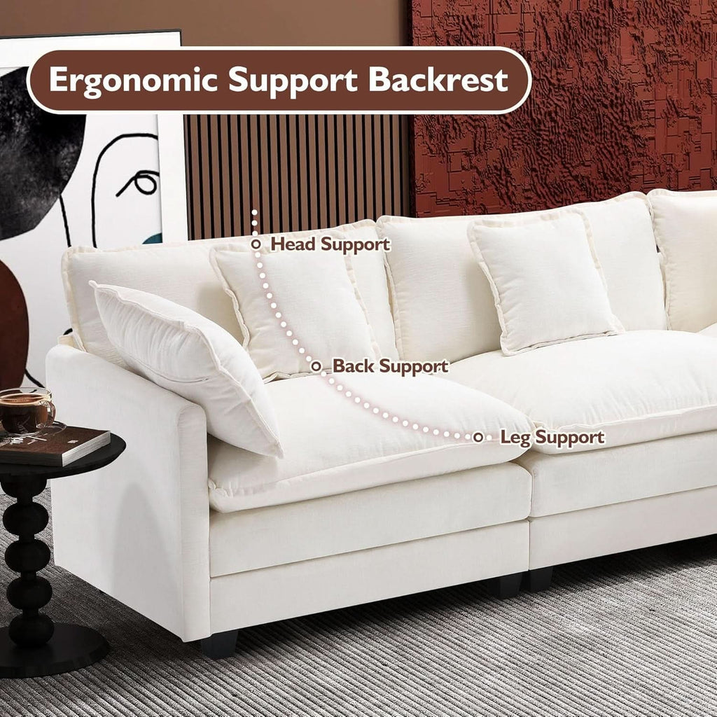 Modern L Shaped Cloud Sofa with Ottoman for Comfort