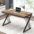 Modern Rustic Oak Computer Desk with Sturdy Metal Frame