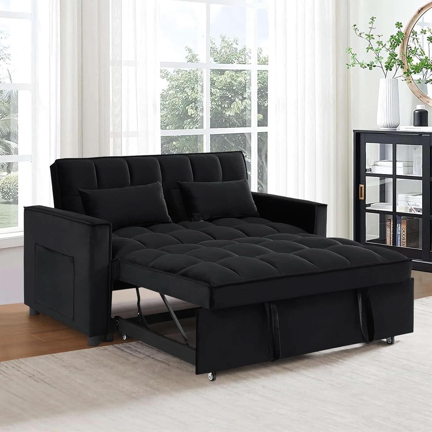 Modern Velvet 3 in 1 Convertible Sleeper Sofa Bed