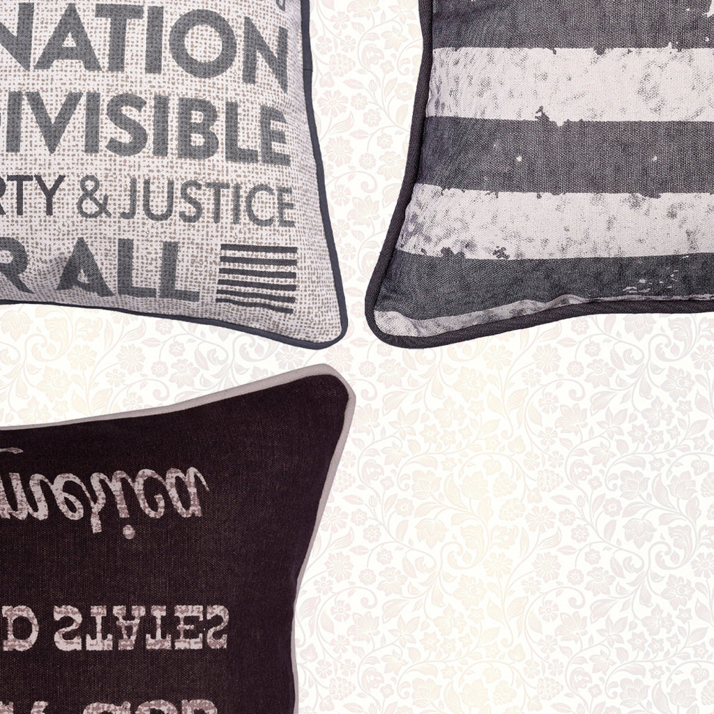 Patriotic Design Printed Throw Pillow Cover - Set of 3, 18 x 18 Inches