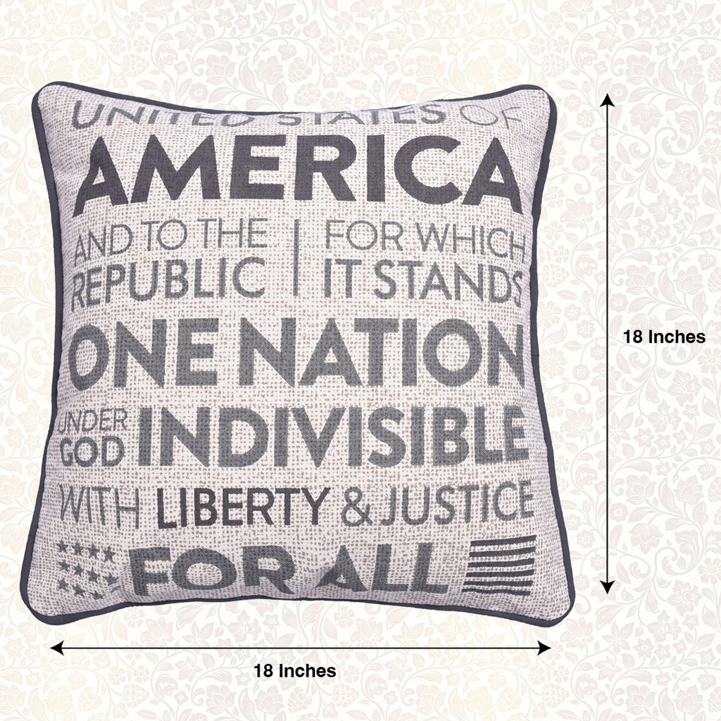 Patriotic Design Printed Throw Pillow Cover - Set of 3, 18 x 18 Inches