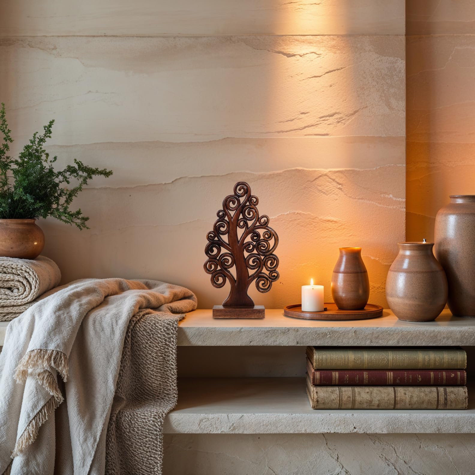 Mccaullie Tree of Life Wooden Sculpture – Handmade Art | Decozen Luxe