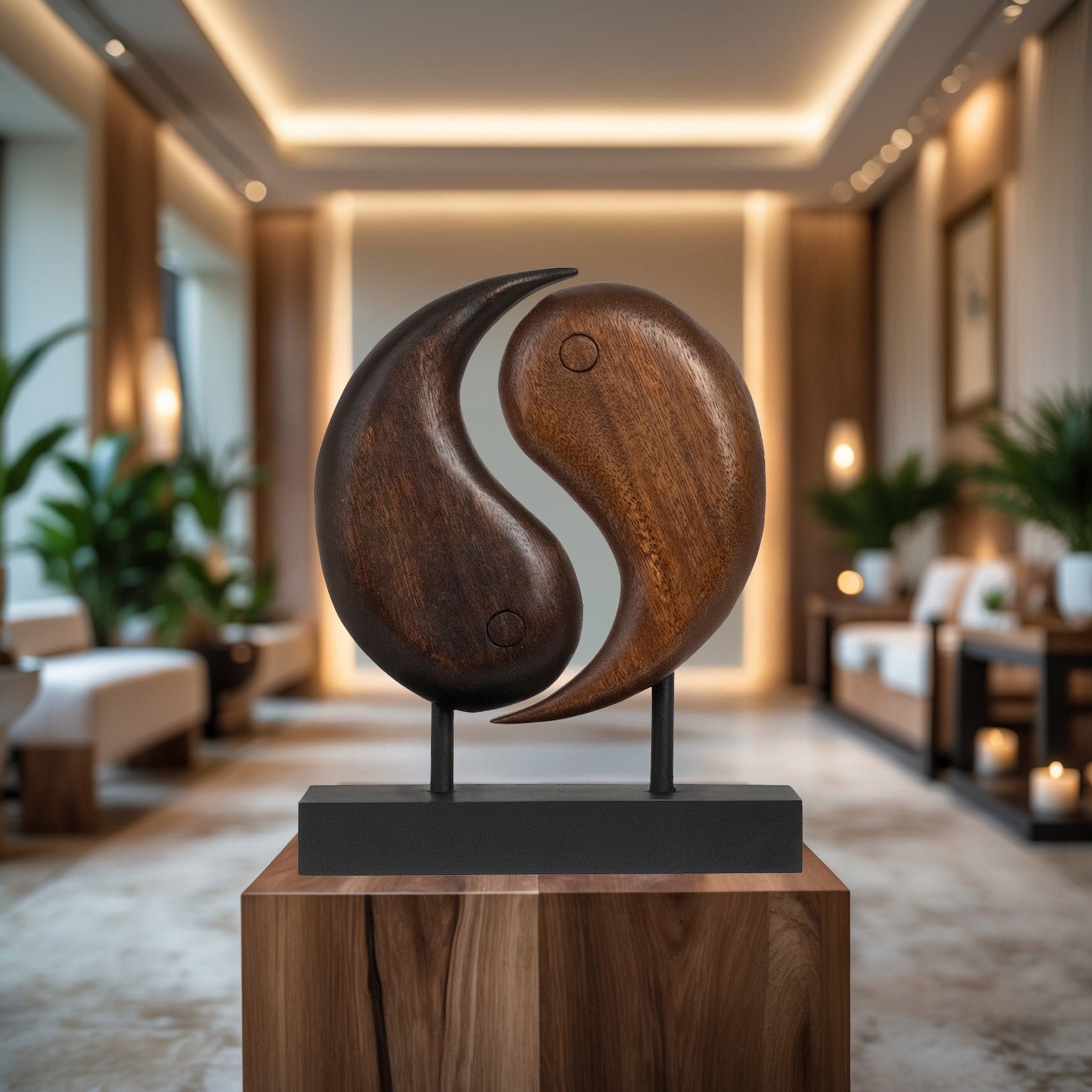 Harmony Flow – Hand Carved Yin Yang Wooden Sculpture, Artistic Home and Farm House Decor, Gift for Mom