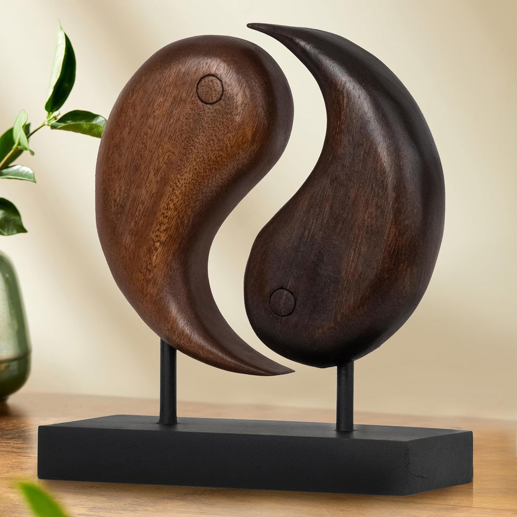 Harmony Flow – Hand Carved Yin Yang Wooden Sculpture, Artistic Home and Farm House Decor, Gift for Mom