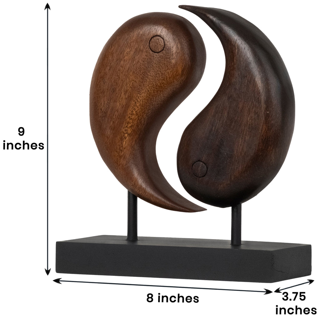 Harmony Flow – Hand Carved Yin Yang Wooden Sculpture, Artistic Home and Farm House Decor, Gift for Mom