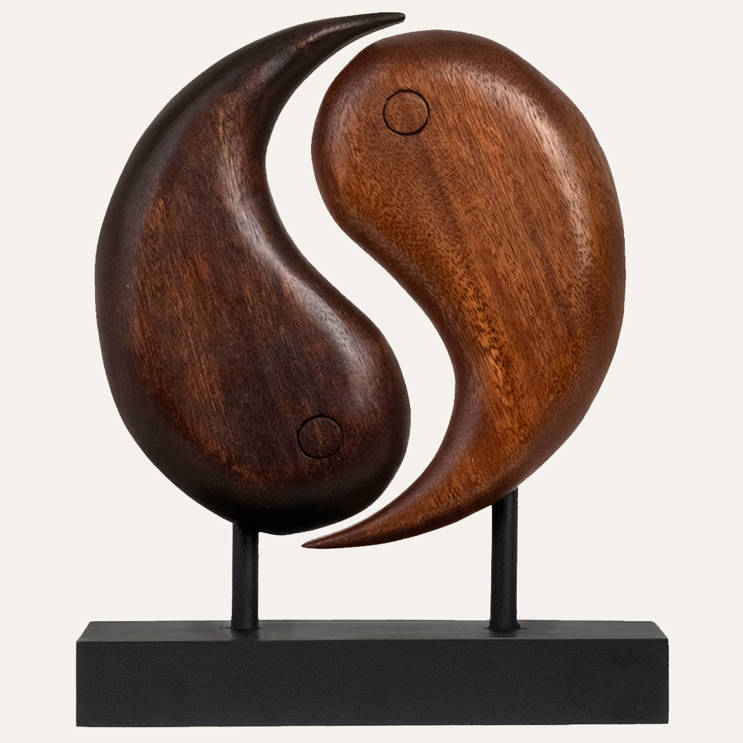 Harmony Flow – Hand Carved Yin Yang Wooden Sculpture, Artistic Home and Farm House Decor, Gift for Mom